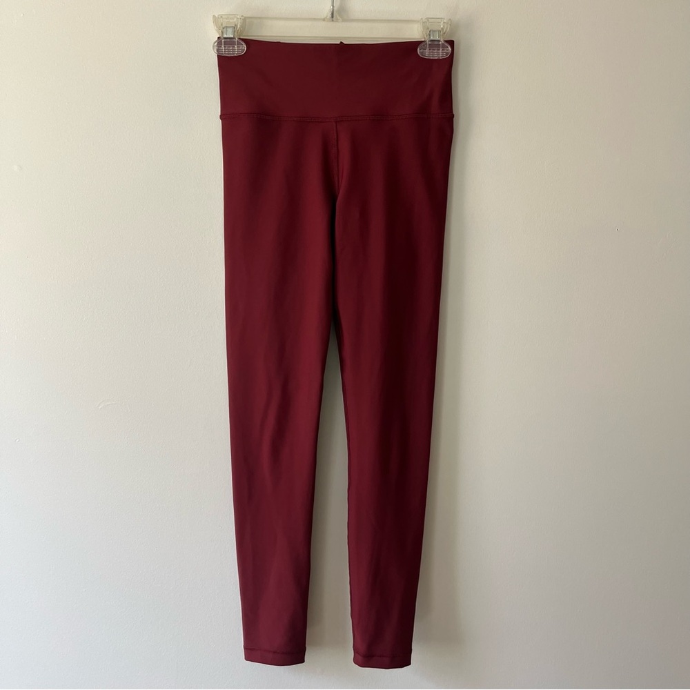 Athleta High Rise Leggings XS Red Interval Tight Athletic Workout Pilates Cardio